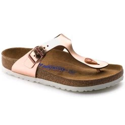 Birkenstock Women's Gizeh Soft Footbed Nubuck Leather - Metallic Copper (Regular Width)