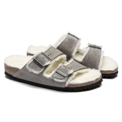Birkenstock Arizona Shearling - Stone Coin (Regular Width) -Birkenstock 1017403 pair 47541.1648230747