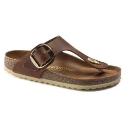 Birkenstock Women's Gizeh Big Buckle Oiled Nubuck Leather - Cognac (Regular Width)