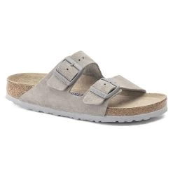 Birkenstock Arizona Soft Footbed Suede Leather - Stone Coin (Narrow Width)