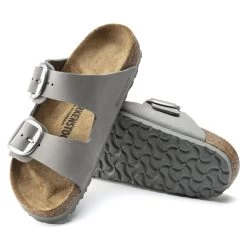 Birkenstock Women's Arizona Big Buckle Nubuck Leather - Dove Gray (Narrow Width) -Birkenstock 1022154 sole 52275.1697477060