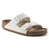 Birkenstock Women's Arizona Vegan Birkibuc - White (Narrow Width)