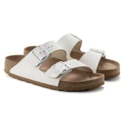 Birkenstock Women's Arizona Vegan Birkibuc - White (Narrow Width) -Birkenstock 1022376 pair 99125.1697479877