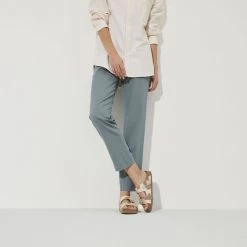 Birkenstock Women's Arizona Soft Footbed Birko-Flor - Desert Soil Gray/Taupe (Narrow Width) -Birkenstock 1022829 f look f 30658.1679508829