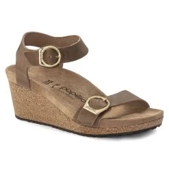 Birkenstock Women's Papillio Soley Ring-Buckle Wedge Sandal - Cognac (Narrow Width)