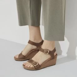 Birkenstock Women's Papillio Soley Ring-Buckle Wedge Sandal - Cognac (Narrow Width) -Birkenstock 1023539 f closeup f 82473.1673890712