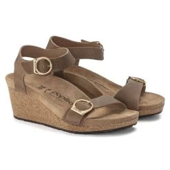 Birkenstock Women's Papillio Soley Ring-Buckle Wedge Sandal - Cognac (Narrow Width) -Birkenstock 1023539 pair 02615.1673890697