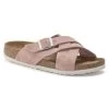 Birkenstock Women's Lugano Soft Footbed Suede Leather - Pink Clay (Narrow Width)