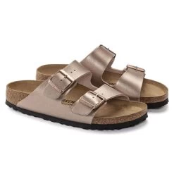 Birkenstock Women's Arizona Birko-Flor - Metallic Copper (Narrow Width) -Birkenstock 1023942 pair 65761.1673539691