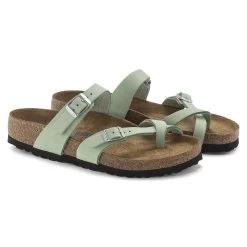 Birkenstock Women's Mayari Soft Footbed Nubuck Leather - Matcha (Regular Width) -Birkenstock 1023956 pair 09486.1679512791
