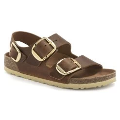 Birkenstock Women's Milano Big Buckle Oiled Leather - Cognac (Narrow Width)