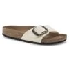 Birkenstock Women's Madrid Vegan Big Buckle Textile - Eggshell (Narrow Width)