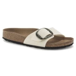 Birkenstock Women's Madrid Vegan Big Buckle Textile - Eggshell (Narrow Width)