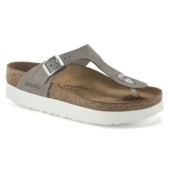 Birkenstock Papillio Women's Gizeh Platform Nubuck Leather - Dove Gray (Regular Width)