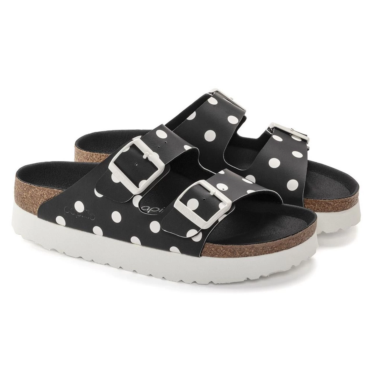 Birkenstock Papillio Women's Arizona Platform Vegan Birko-Flor - Black White Dots (Narrow Width) 4 Birkenstock Papillio Women's Arizona Platform Vegan Birko-Flor - Black White Dots (Narrow Width) - Image 4
