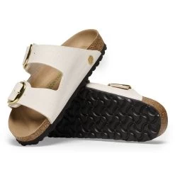 Birkenstock Women's Arizona Big Buckle Rivet Logo Vegan Canvas - Eggshell -Birkenstock 1025538 sole 09967.1699224407