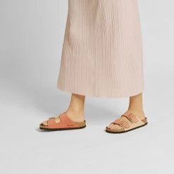 Birkenstock Women's Arizona Nubuck Leather - Mars Red / Sandcastle (Narrow Width) -Birkenstock 1025757 f look f 11683.1686768801