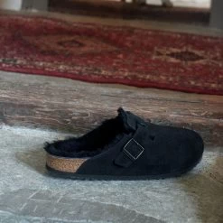 Birkenstock Boston Shearling - Black Suede (Narrow Width) -Birkenstock 259881 campaign 3 59905.1583349224