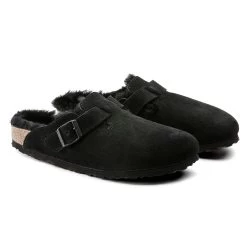 Birkenstock Boston Shearling - Black Suede (Narrow Width) -Birkenstock 259883 pair 57037.1583349206