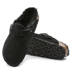 Birkenstock Boston Shearling - Black Suede (Narrow Width) -Birkenstock 259883 sole 88458.1583349210