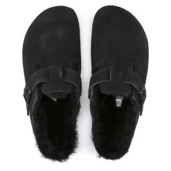 Birkenstock Boston Shearling - Black Suede (Narrow Width) -Birkenstock 259883 top 80949.1583349215