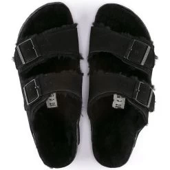 Birkenstock Women's Arizona Shearling Suede Leather - Black (Narrow Width) -Birkenstock 752663 top 47521.1636039817