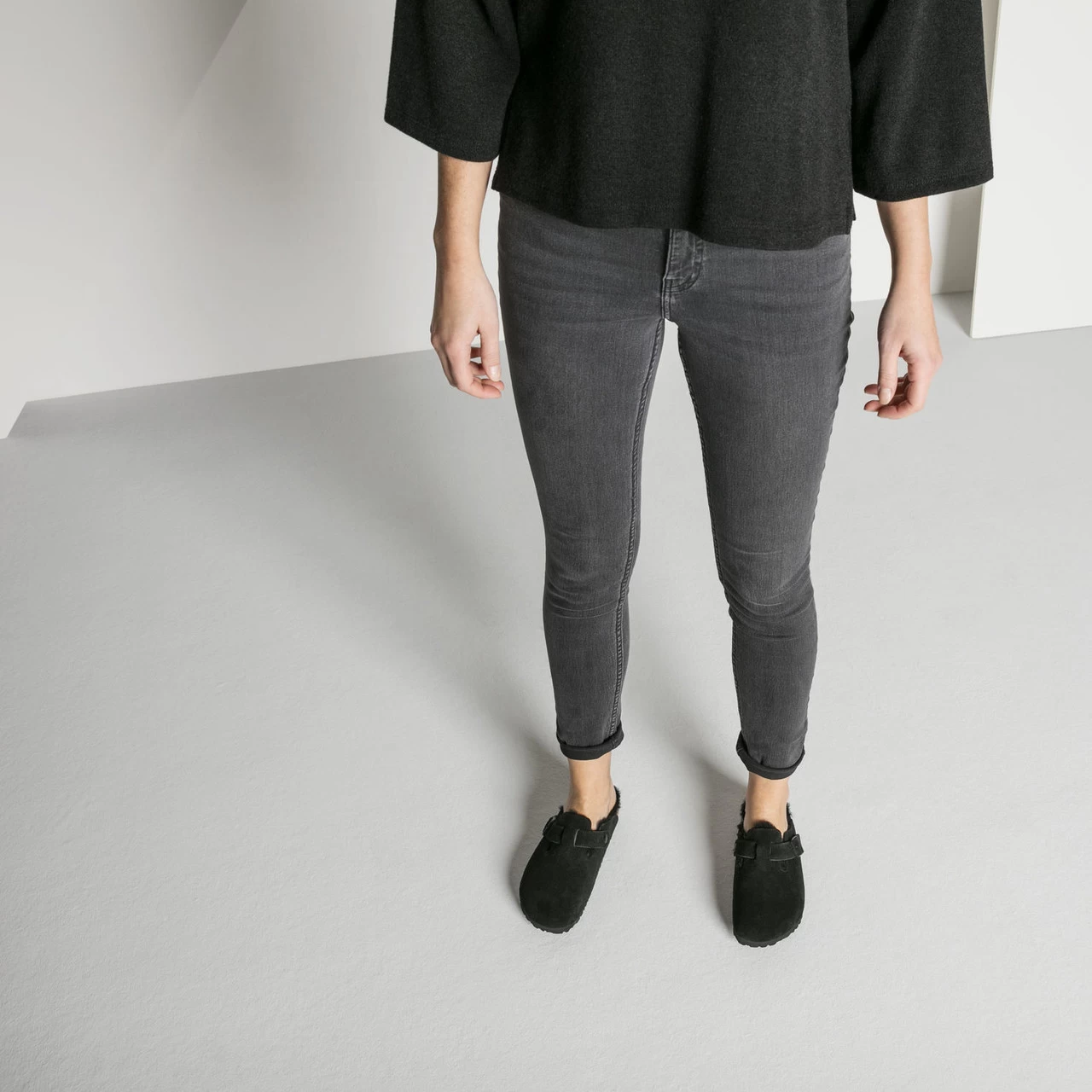 Birkenstock Boston Shearling - Black Suede (Regular Width) 8 Birkenstock Boston Shearling - Black Suede (Regular Width) - Image 8