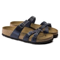 Birkenstock Women's Franca Oiled Leather - Blue (Regular Width) -Birkenstock E 24605.1595040966