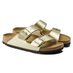 Birkenstock Women's Arizona Birko-Flor - Gold (Narrow Width) -Birkenstock arizona gold 6 44280.1585844269