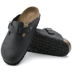 Birkenstock Boston Black Oiled Leather Clog -Birkenstock birboston21a