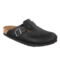Birkenstock Boston - Black Oiled Leather (Regular Width)